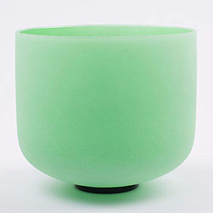 Leize Quartz Crystal Singing Bowl F Note 432 hz Heart Chakra Green 10" with Heavy Duty Carrying Case Suede Striker - color: green, size: 10" F Note 432 hz