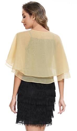 Women's Sheer Tencel Shawls and Wraps for Evening Dresses Soft Wedding Cape Lightweight Bridesmaid Scarves Cover Up - color: Yellow