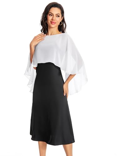 Baoqiya Women's Capelet Shawls and Wraps for Evening Dresses Soft Bridesmaid Shawl Chiffon Cape Wedding Cover Up - color: Ivory
