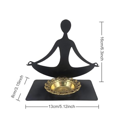 Fenteer Yoga Holder Burner Decorative Iron Art Abstract Figure Table Centerpiece Desktop Ornament for Living Room SPA, Style B