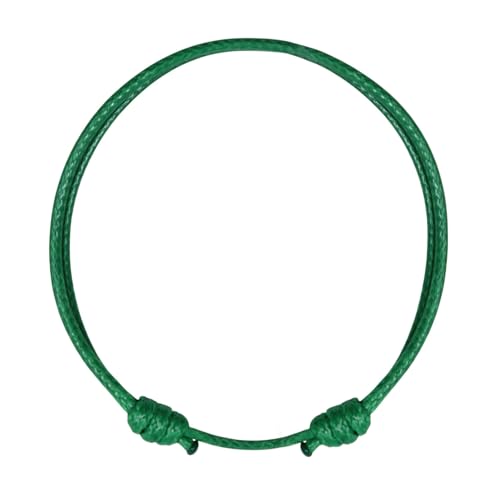 Luck Strings Adjustable Wax Nylon Cord Bracelet for Men Women Adult - Vegan Leather String | Unisex Waterproof Nautical & Surfer Style Friendship Gift, Minimalist - color: Green
