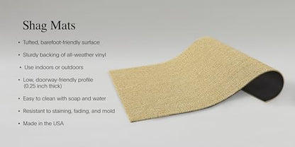 Chilewich Martha by Martha Stewart Heathered Shag Floor Mat in Flax - 3'x5' - Easy Care - Premium Indoor/Outdoor Utility Rug for Entry, Kitchen, Bath, Pool with Weatherproof Backing