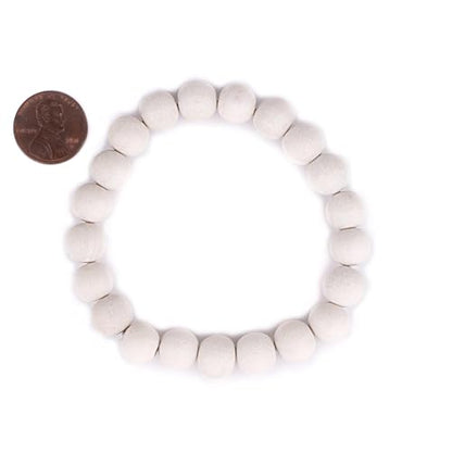 Wood Bead Bracelet - color: White, size: Large Beads