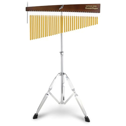 EASTROCK 36 Note Chimes Slant Style Musical Instruments Percussion Instrument European Ash Single-row Chime Bar Chimes Percussion Height-Adjustable Stand Gold - color: Gold