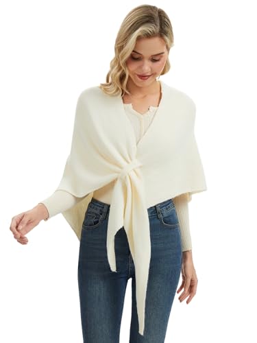 Triangle Shawl Wraps for Women Soft Knitted Pashmina Shawls Wraps for Evening Dresses - color: Cream