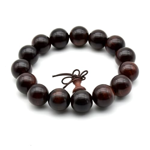 Zen Dear Unisex Natural Rosewood Prayer Beads Buddha Buddhist Prayer Meditation Mala Necklace Bracelet - style: 15mm 15 beads