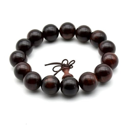 Zen Dear Unisex Natural Rosewood Prayer Beads Buddha Buddhist Prayer Meditation Mala Necklace Bracelet - style: 15mm 15 beads