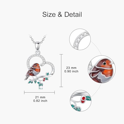 Hummingbird/Phoenix/Owl/Dove/Flamingo/Raven/Blue Jay/Cardinal/Peacock/Eagle/Parrot/Robin Necklace for Women 925 Sterling Silver Bird Pendant Necklace Animal Jewelry Gift for Mother Wife - style: Robin Necklace