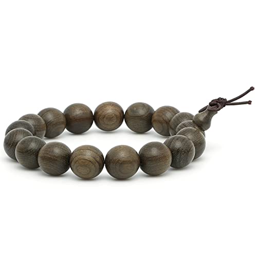 12mm Wooden Bead Bracelet, Natural Gloomy Wood Bead Bracelet, 17 Bead Buddhist Prayer Bead Bracelet, Fashion Hand Served Bead Bracelet, Vintage Wooden Bead Bracelet