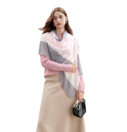 Luxury Cashmere Pashmina Style Shawl - Silk & Wool Blend Scarf, Lightweight Skin-Friendly Wrap - color: Grey-pink Gradient