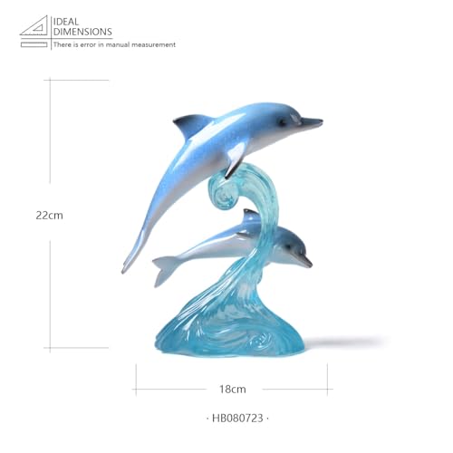 HAUCOZE Dolphin Decor Figurine Ocean Statue Modern Art Sculpture Home Gift for Bookshelf Living Room Office Polyresin 8.7 Inch - size: Large