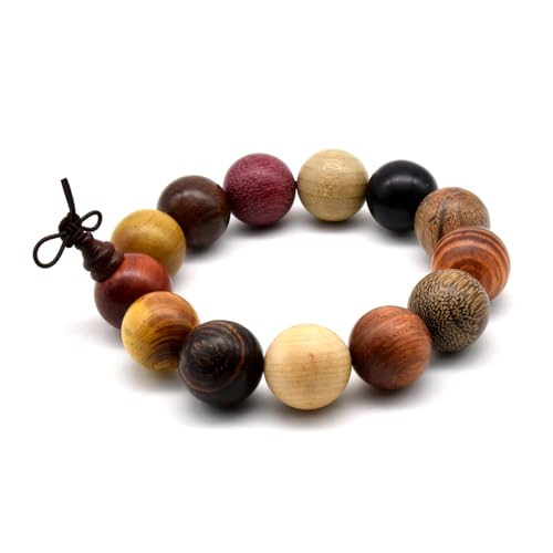 Zen Dear Unisex Natural Colorful Wood Buddhist Prayer Beads Bracelet Necklace Tibetan Mala Prayer Beads - style: 18mm 13beads