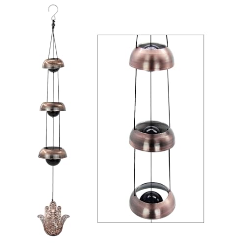 Temple Wind Chime, Red Copper Wind Chimes with 5 Bells, Feng Shui Wind Chimes for Home Yard Outdoor Decoration, A Great Memorial Wind Chime for Someone Who Loves Peace - color: 3 Buddha Bell