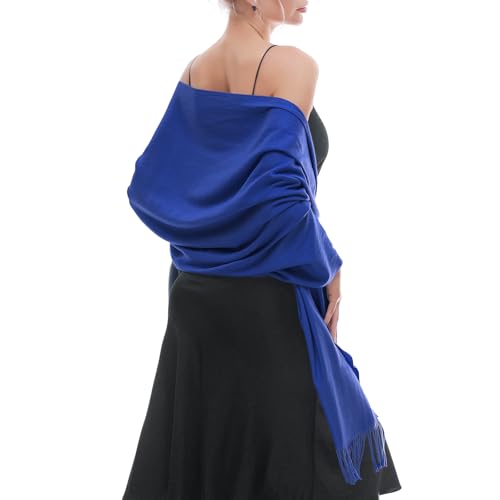 RIIQIICHY Women's Scarf Pashmina Shawls and Wraps for Evening Dress Bridesmaid Wedding Bridal Winter Warm Long Large Scarves - color: Blue