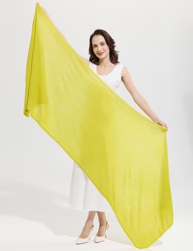 Soft Cashmere Blend Wrap Chic Scarf Stole for Women Wayfarer Travel Extra Large 87"x28" - color: Bluish Yellow