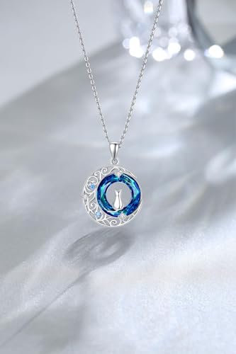 Palpitate Crystal Pendant Necklace 925 Sterling Silver Crystal Jewelry Christmas Gifts for Women - style: Cat-02