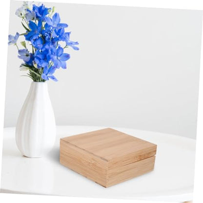 Outanaya Square Wooden Desktop Storage Box Natural Jewelry Box Pantry Storage Organizer - size: 12.50X12.50X5.00CM