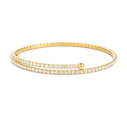 Stretch Tennis Bracelet for Women – Gold Comfort Fit, No Clasp Flexible Design with Crystal Accents, Minimalist Stackable Jewelry