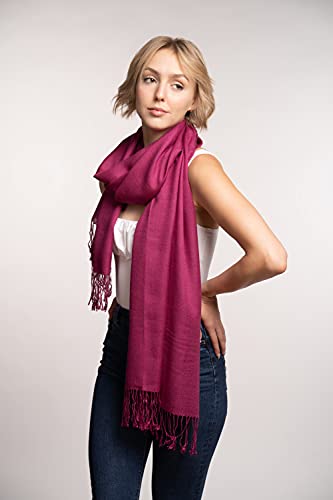 EURKEA Women's Scarf Pashmina Silky Soft Shawls Wraps Stole for Evening, Wedding and Gift - color: Berry