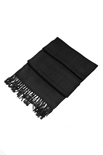 Sakkas 78" X 28" Rayon from Bamboo Soft Solid Pashmina Feel Shawl/Wrap/Stole - color: Black