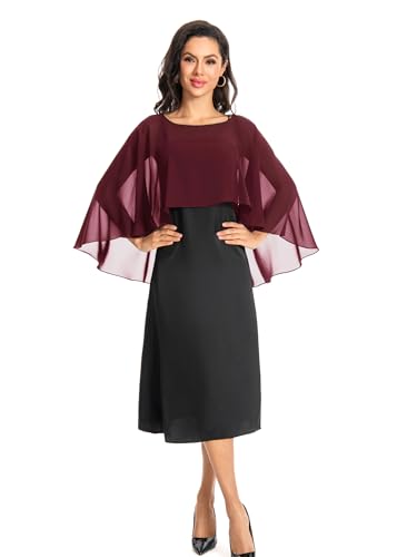Baoqiya Women's Capelet Shawls and Wraps for Evening Dresses Soft Bridesmaid Shawl Chiffon Cape Wedding Cover Up - color: Burgundy