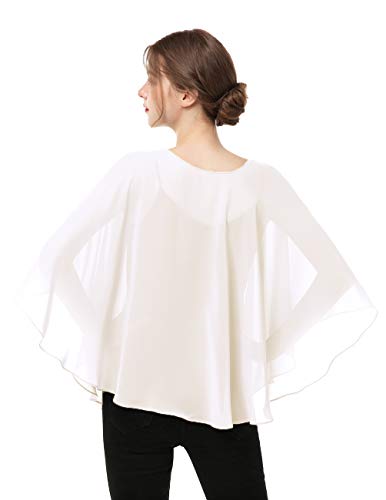 Capes for Womens Casual chiffon shawl Casual Chiffon Cape Sheer shawls and wraps Poncho Capelets Cover Up - color: Pale Champagne