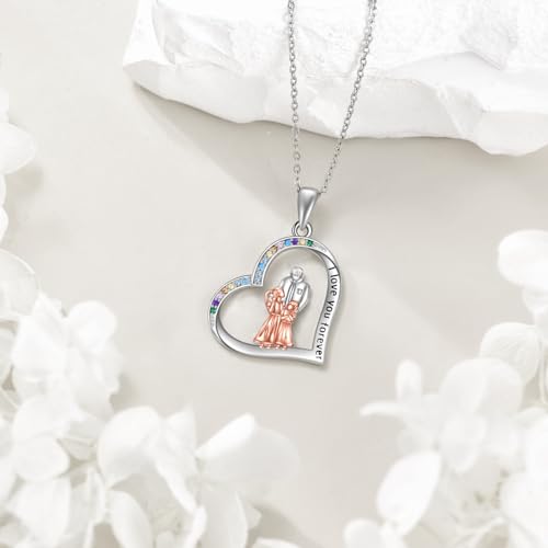 YFN Daughter Gifts from Dad 925 Sterling Silver Daughters Heart Necklace Birthday Christmas - color: Father 2 Daughter Necklace