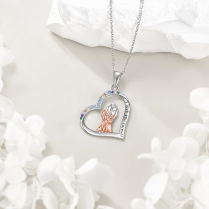 YFN Daughter Gifts from Dad 925 Sterling Silver Daughters Heart Necklace Birthday Christmas - color: Father 2 Daughter Necklace