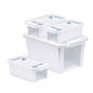 Curver Set of 4 VersaBox Plastic Organization and Storage Box with Secure Latching Lid, White - size: XS & Small
