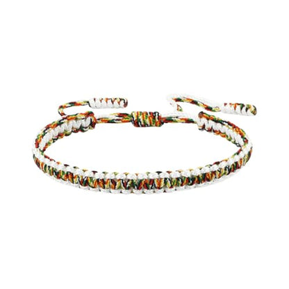 COLORFUL BLING Tibetan Buddhist Bracelets for Women Men Handmade Braided Rope String Lucky Protection Wristbands Prayer Family Couple Jewelry - color: mix white