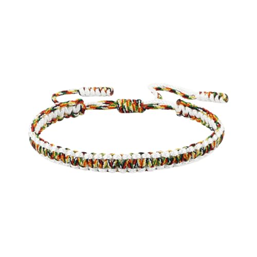 COLORFUL BLING Tibetan Buddhist Bracelets for Women Men Handmade Braided Rope String Lucky Protection Wristbands Prayer Family Couple Jewelry - color: mix white