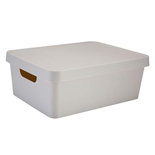 Simplify Medium Vinto Storage Box | Stackable | Home Organization | Bathroom | Accessories | Toys | Closet | 2 Handles | Ivory - color: Ivory, size: Medium