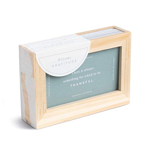 Compendium Daily Inspiration Card Set — Welcome Gratitude — 52 Inspiring Quote Cards, One for Each Week of the Year, Includes Wood Frame - color: Inspiration, size: 4.7"L x 5.9"W