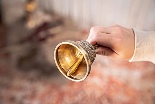 Small Hand Bell with Long Resonance, Cast Metal Alloy 280g — MADE IN INDIA — for Sound Healing Therapy, Yoga and Meditation, 2-YEAR WARRANTY - size: Small