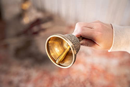 Small Hand Bell with Long Resonance, Cast Metal Alloy 280g — MADE IN INDIA — for Sound Healing Therapy, Yoga and Meditation, 2-YEAR WARRANTY - size: Small