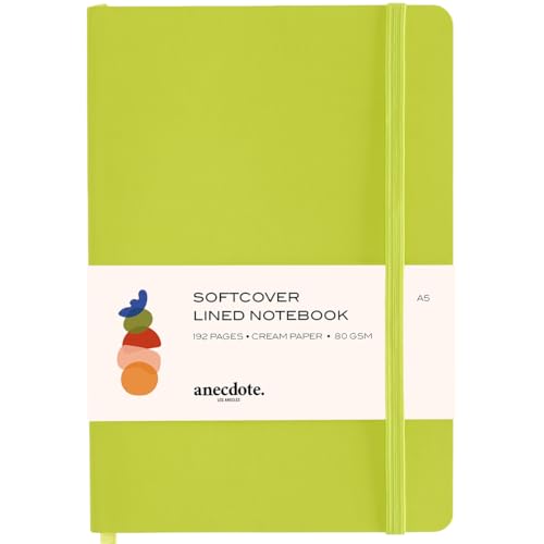 Softcover Ruled Journal with Thick 80 gsm Lined Cream Paper A5 size (8.3 inches x 5.4 inches) - Daily Writing Notebook for Travel, School and Office Use - Diary for Women and Men - Neon Yellow - color: Neon Yellow