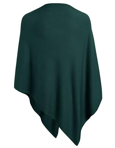 PULI Women's Versatile Knitted Shawls Scarf Poncho Sweater with Buttons Lightweight Spring Summer Fall Wraps - color: A-emerald Green