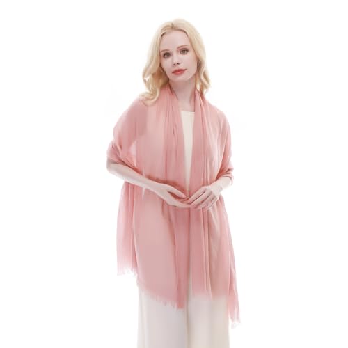 RIIQIICHY Scarf for Women Lightweight Solid Color Long Fashion Gauze Scarves Shawl Wrap - color: Pink