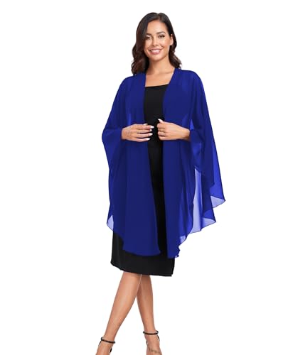 TONGFANTFL Shawls Wraps for Evening Wedding Party Chiffon Scarf Soft Bridal Wraps Wedding Guest Shawl Coverage - color: Royal Blue