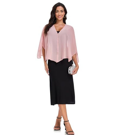 Shawls and Wraps for Evening Dresses Chiffon Soft Shawl for Wedding Guest Party Cover Up - color: Blush