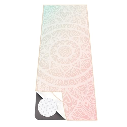 Colorful Star Yoga Towel with Corner Pockets, Non Slip Grip Dots Sweat Absorbent Hot Yoga Mat Towels, Soft Yoga Blankets with Travel Bag, Mat Cover for Workout, Gym, Fitness - 70"x26", Pink Mandala - color: Pink Mandala, size: 70" x 26"