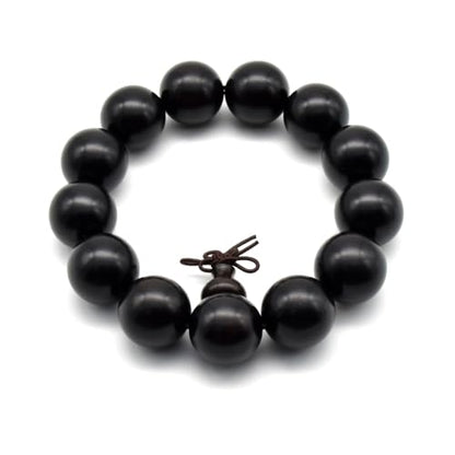 Zen Dear Unisex Natural Ebony Wood Buddhist Prayer Bead Necklace Bracelet Tibetan Prayer Mala Beaded Black - style: 18mm 13beads