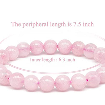 8mm Natural Gemstone Stretch Bracelet, Handmade Unisex Crystal Bracelets for Meditation, Yoga, Spiritual Healing & Positive Energy - color: Rose Quartz