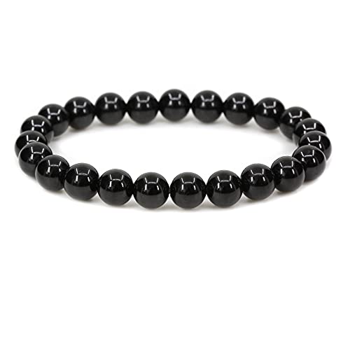 Keleny Gem Semi Precious Gemstones 8mm Natural Stone Round Beads Crystal Stretch Bracelets 7 Inch Unisex - color: 8mm Black Tourmaline