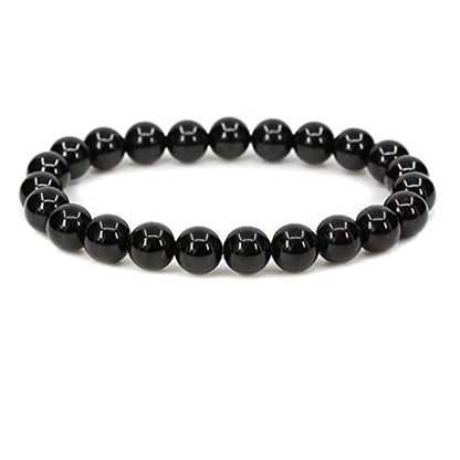 Keleny Gem Semi Precious Gemstones 8mm Natural Stone Round Beads Crystal Stretch Bracelets 7 Inch Unisex - color: 8mm Black Tourmaline