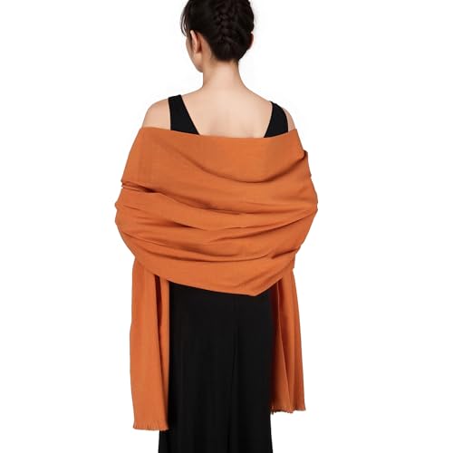 Pashmina shawls and wraps for Evening Dresses Scarf for Women Winter Shawl Wraps for Women Weedings - color: Orange