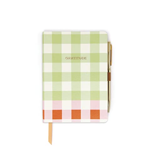 DesignWorks Ink Daily Gratitude Journal – 4.5" x 6.5" Aesthetic Mindfulness Journal with Pen - Guided Prompts for Wellness & Self Care – Soft Cover, Ribbon Marker, 196 Pages – Green & Red Picnic Check - color: Green and Red Picnic Check