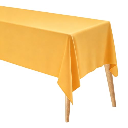M METERXITY Rectangle Tablecloth, 60 x 120 Inch Thickened Waterproof Polyester Table Cloth for Banquets/Buffet/Parties/Wedding, Anti-Wrinkle Washable Decorative Table Cover [Golden Yellow] - color: Golden Yellow, size: 120" x 60" (Rectangular)