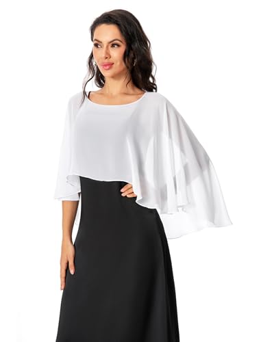Baoqiya Women's Capelet Shawls and Wraps for Evening Dresses Soft Bridesmaid Shawl Chiffon Cape Wedding Cover Up - color: Ivory