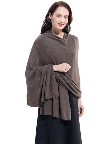 Soft Cashmere Blend Wrap Chic Scarf Stole for Women Wayfarer Travel Extra Large 87"x28" - color: Mottled Deep Brown